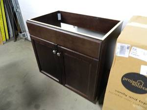 lot 19A image: New Java Finish Bathroom Vanity Cabinet