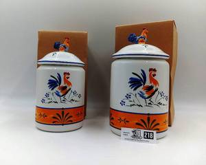 lot 218 image: Decorative Rooster Kitchen Set Never Used, Still in their Original Boxes
