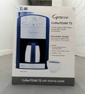 lot 234 image: Capresso Coffee Team TS 10 Cup Digital Thermal Coffee Maker Never Used Still In Original Box