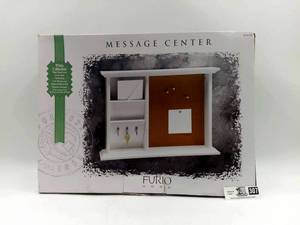 lot 307 image: Furio Home White Shelf with Towel Rack and White Message Center