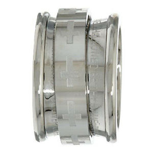 lot 308 image: 2 QVC Steel by Design Our Father Spinner Ring Size 10 and Wood