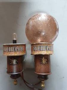 lot 11 image: Pair Of Michelob Wall Lamps (1-Globe)