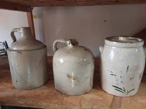 lot 16 image: 2-Crock Jugs, 1-Cookie Jar