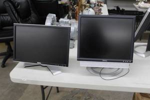 Lot of (2) Dell 17 Computer Monitor with Stand, 19 Computer Monitor with Stand