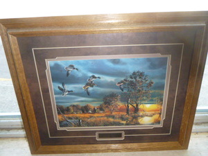 lot 15 image: Morning Mallards Framed Print by Jim Hansel