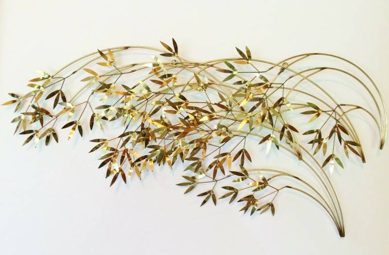 Vtg C JERE Brass Leaves Branch Metal Wall Art Sculpture MCM