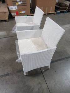 M&E Sales 2 Pack Wicker Dining Chair in White 2PKWHITE