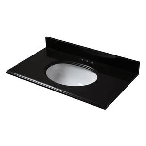Pegasus 37 in. x 22 in. Granite Vanity Top in Midnight Black with White Bowl and 4 in. Faucet Spread 17888
