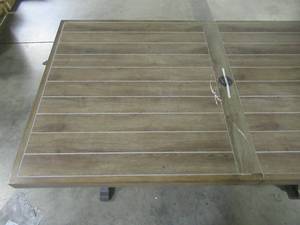 Hampton Bay Mix and Match 72 in. Rectangular Metal Outdoor Dining Table with Farmhouse Trestle Base and Tile Tabletop 3038-DT7