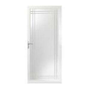 Andersen 36 in. x 80 in. 3000 Series White Left-Hand Fullview Etched Glass Easy Install Aluminum Storm Door - Missing Hardware, 3VGNEZL36WH