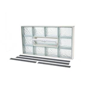 Tafco Windows 31.625 in. x 17.625 in. NailUp2 Ice Pattern Glass Block Window, Series 17000, NU2-3218IV