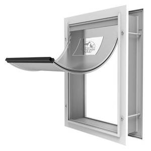 Hakuna Pets 7.2 in. x 9.3 in. Small Deluxe Aluminum Pet Door Adjustable Tunnel White, 1162