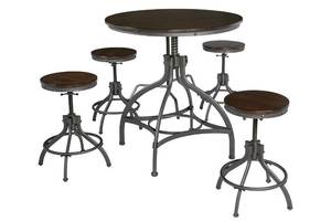 Signature Design By Ashley Odium Counter Height Dining Room Table and Bar Stools (5 Piece Set). D284-223