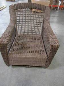 Hampton Bay Park Meadows Brown Swivel Rocking Wicker Outdoor Lounge Chair with Cushion 65-214544 - SWIVELROCKER BASE NEEDS WORK