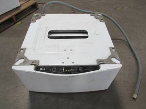 LG Sidekick 1-cu ft 27-in Pedestal Washer In White WD100CW Untested - SLIGHT SCRATCH AND DENT, ELECTRONICS WORK