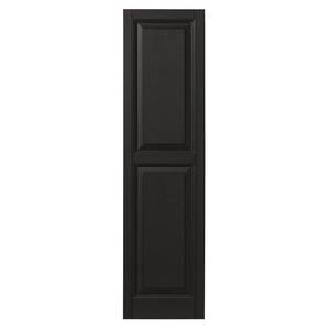 Ply Gem 15 in. x 55 in. Raised Panel Polypropylene Shutters Pair in Peppercorn, VINRP1555 PE