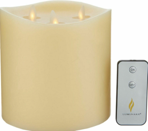lot 30 image: Luminara 3 Wick Purple Pillar Candle wRemote