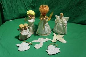 lot 141 image: Vintage Angels, Cherubs, Dove - Tree Topper, Ornament, Figurines & More