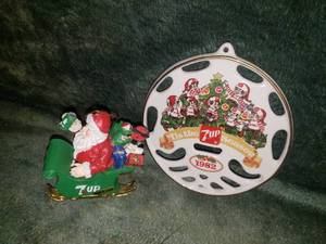 lot 39 image: 1982 & 1992 7-Up Ornaments