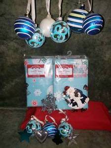 lot 51 image: Blue, White & Silver Ornaments & Tablecloths