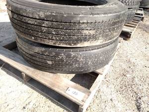 lot 135 image: (2) Firestone 28575R24.5 Tires...
