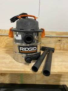 lot 2 image: RIGID 10 Gal. 6.0-Peak HP Stainless Steel WetDry Shop Vacuum with Filter, Hose and Accessories