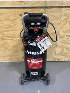 lot 8 image: HUSKY 20 Gal. 200 PSI Oil Free Portable Vertical Electric Air Compressor