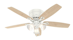 lot 7 image: HUNTER Oakhurst II 52 in. Low Profile LED Indoor Fresh White Ceiling Fan with Light Kit