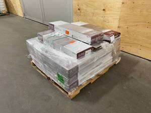 lot 14 image: HOME DECORATORS COLLECTION Lot of 15 Cases of-  Hand Scraped Strand Woven Earl Grey 38 in. T x 5-18 in. W x 36 in. L Engineered Click Bamboo Flooring.  Retail price is $66.30 per case.