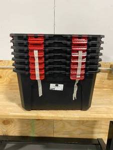 lot 16 image: HUSKY Lot of 7-  20 Gal. Professional Duty Waterproof Storage Containers (no lids)