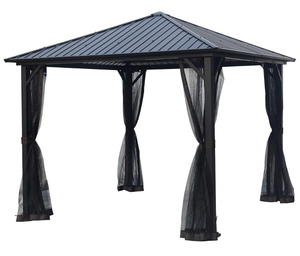 lot 32 image: LAUREL CANYON 10 ft. x 10 ft. Black Hardtop Galvanized SteelMetal Outdoor Patio Gazebo