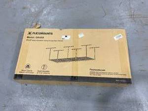lot 33 image: FLEXIMOUNTS 4 ft. x 8 ft. Heavy Duty Overhead Garage Adjustable Ceiling Storage Rack in Black