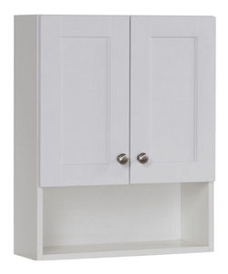 lot 54 image: GLACIER BAY Del Mar 21 in. W x 26 in. H x 8 in. D Over the Toilet Bathroom Storage Wall Cabinet in White