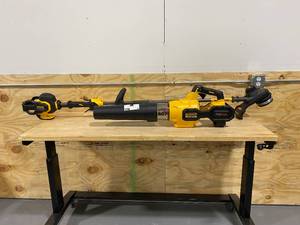 lot 62 image: DEWALT Lot of 2 Tools-  A 15 in. 60V MAX Lithium-Ion Cordless FLEXVOLT Brushless String Grass Trimmer (Tool Only) and a 125 MPH 600 CFM FLEXVOLT 60V MAX Lithium-Ion Cordless Axial Blower (Tool Only)