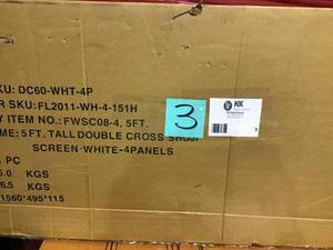 Oriental Furniture 5 Ft Tall Double Cross Shoji Screen, White, 4 Panel,&nbsp&nbspin good condition