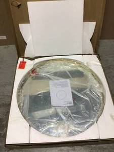Medium Round Flat Gold Classic Mirror (33 in. H x 33 in. W) by Silverwood Furniture Reimagined&nbsp&nbspin good condition