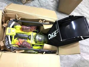 16 in. ONE 18-Volt Lithium-Ion Cordless Battery Walk Behind Push Lawn Mower Two 4.0Ah BatteriesCharger Included by RYOBI&nbsp&nbspin good condition