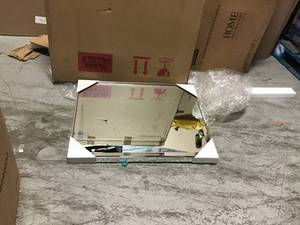 Medium Rectangle Natural Wood Art Deco Mirror (31.5 in. H x 25.5 in. W)&nbsp&nbspin good condition