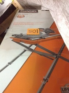 lot 105 image: 9 Amp Corded 7 in. Wet Tile Saw with Stand by RIDGID in good conditions