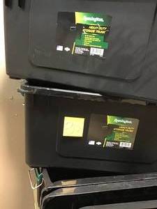 lot 30 image: 82 Qt. Remington Weather Tight Store-It-All Storage Bin in Black by IRIS