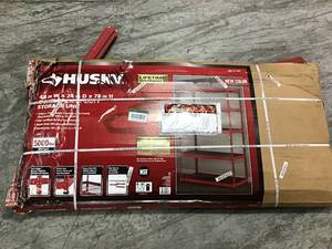 lot 76 image: Red 5-Tier Heavy Duty Steel Garage Storage Shelving (48 in. W x 78 in. H x 24 in. D) by Husky