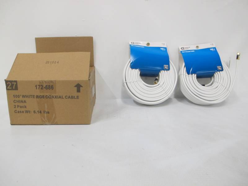 lot 103-A image: Commercial Electric 100 ft. RG-6 Coaxial Cable - Black - 2 pack