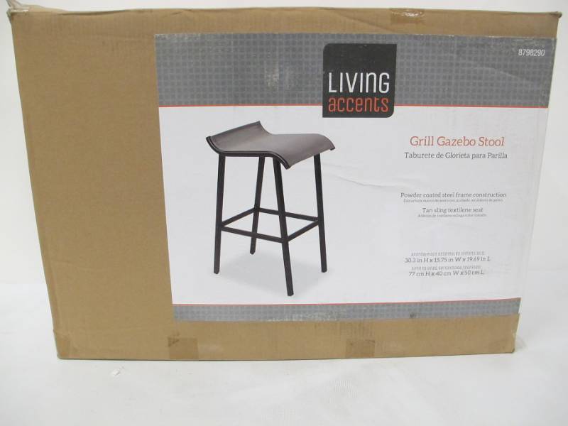 lot 107-C image: Living Accents 8798290 Gray Steel Modern Bar Stool - 2 Stools