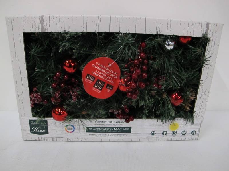 lot 117-B image: J & J Seasonal CHL-5PTF7-612 Color Change Christmas Garland, Green, 12 X 6