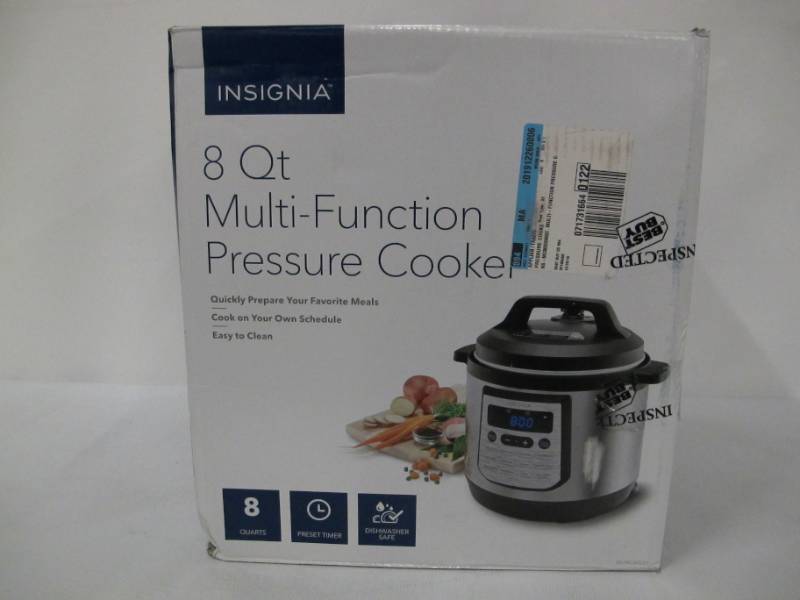 lot 119-C image: Insignia 8-Quart Multi-Function Stainless Steel Pressure Cooker NS-MC80SS9
