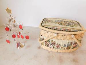 lot 18 image: Silver Picture Frame Tree  Large Decorative Sewing Basket
