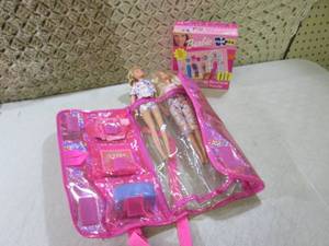 lot 20 image: 2 Barbie Dolls with Case and Access...
