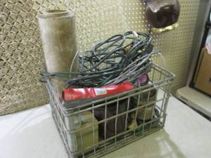 lot 81 image: Vintage Metal Crate Full of Misc Po...