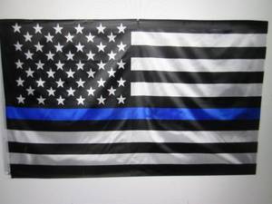 lot 112 image: 3 ft x 5 ft Blue Line American Flag...