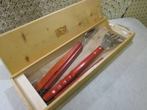 lot 181 image: Platinum Grilling Tool Set with Woo...